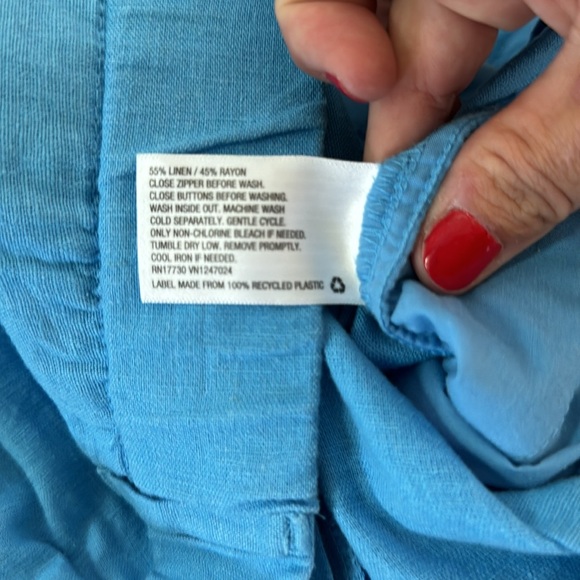 A New Day Women's High-Rise Linen Wide Leg Fluid Pants Blue Sz 16 - Picture 8 of 9